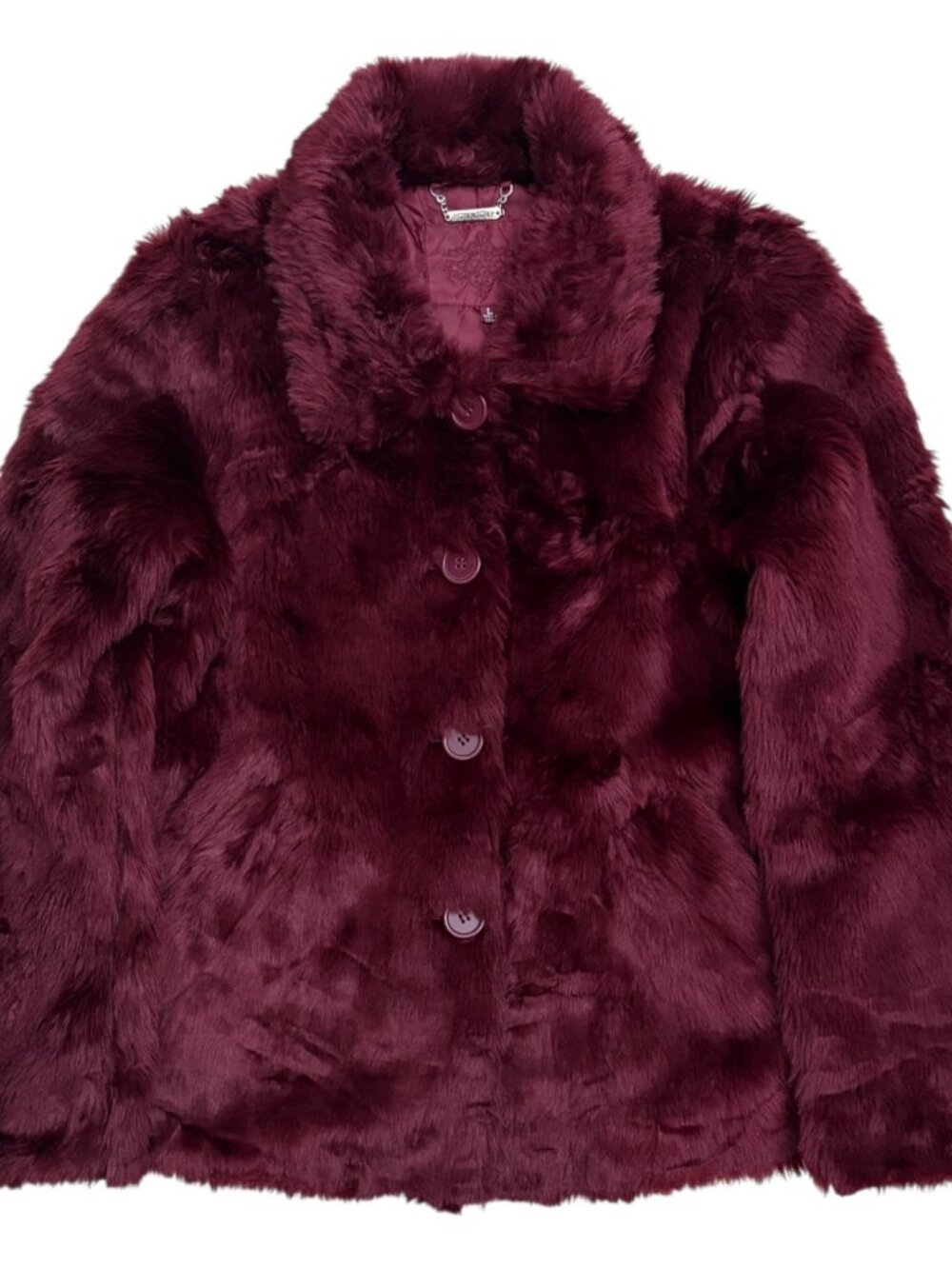 JOUJOU FAUX FUR Burgundy Designer Winter Parka Jacket Coat Womens Large